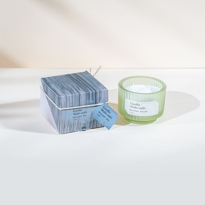 Круглая стеклянная чашка для свечей с вертикальными полосками, ароматические свечи - продавец эко-свечей из соевого воска