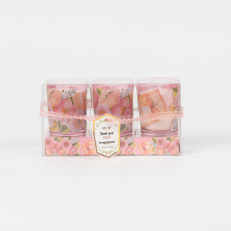 Классический маленький круглый стеклянный стаканчик для матери, ароматические свечи, набор из 3 предметов, производитель эко-соевых свечей