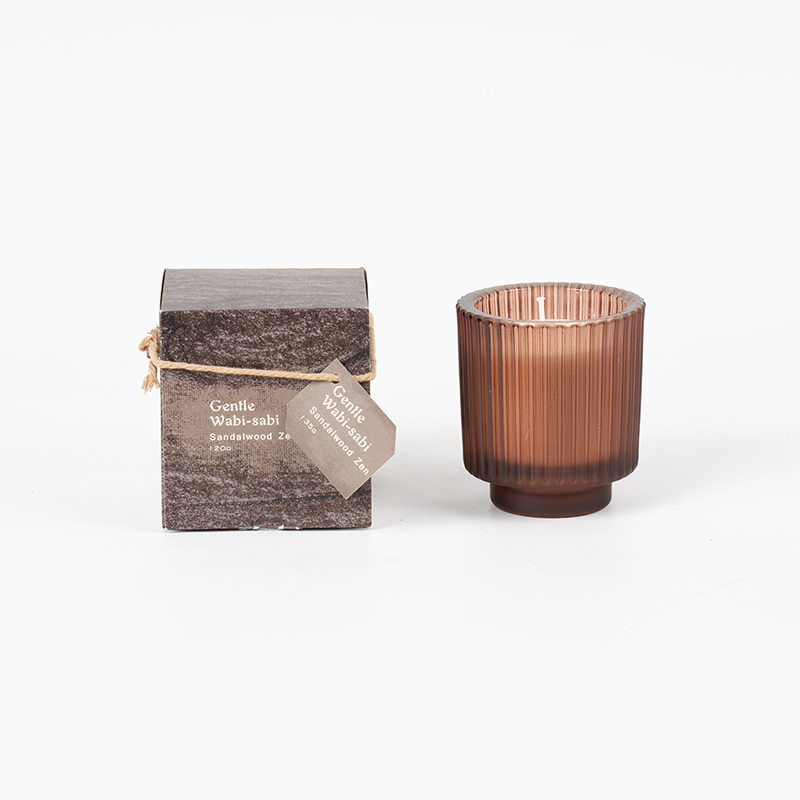 Круглая стеклянная чашка для свечей с вертикальными полосками, ароматические свечи - продавец эко-свечей из соевого воска