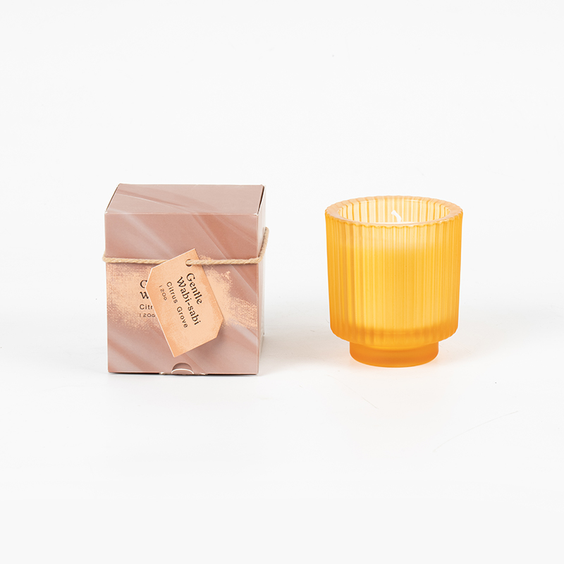 Круглая стеклянная чашка для свечей с вертикальными полосками, ароматические свечи - продавец эко-свечей из соевого воска