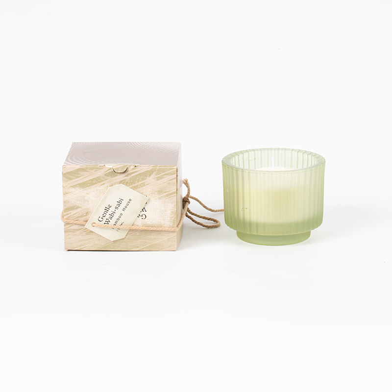 Круглая стеклянная чашка для свечей с вертикальными полосками, ароматические свечи - продавец эко-свечей из соевого воска