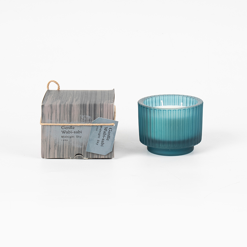 Круглая стеклянная чашка для свечей с вертикальными полосками, ароматические свечи - продавец эко-свечей из соевого воска