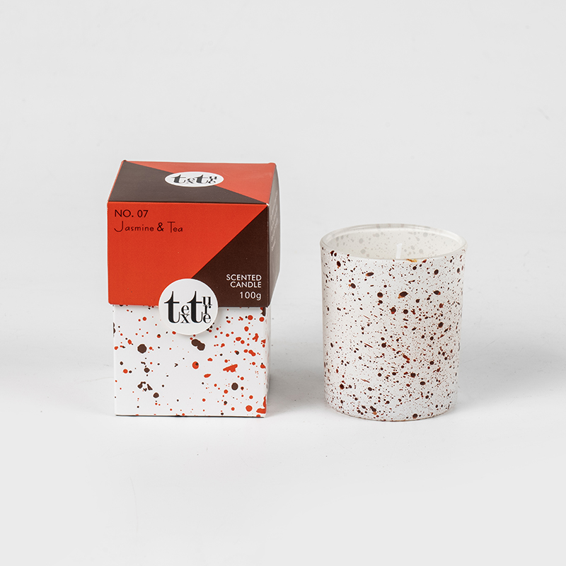 Классическая ароматическая свеча с круглой чашкой и мраморным дизайном - Эко-свеча из соевого воска