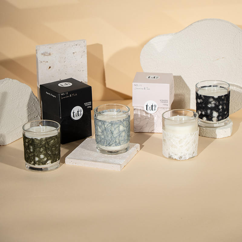 Классическая ароматическая свеча с круглой чашкой и бумажным декором-производитель эко-свечей из соевого воска