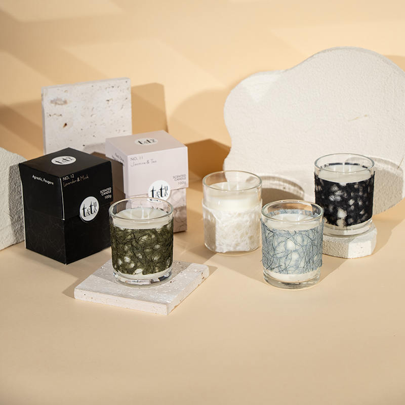 Классическая ароматическая свеча с круглой чашкой и бумажным декором-производитель эко-свечей из соевого воска